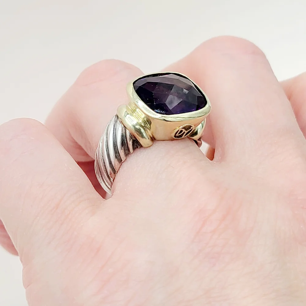 David Yurman Large Noblesse Ring Amethyst Ring Sz 8.5 - Picture 10 of 11
